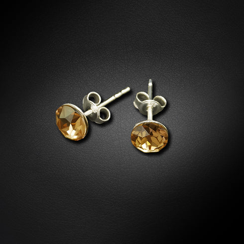Silver Earrings "Classic II (Golden Shadow)" with Swarovski™ Crystals